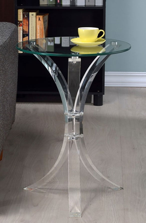 Lenora Clear Glass/Acrylic Round Side Table