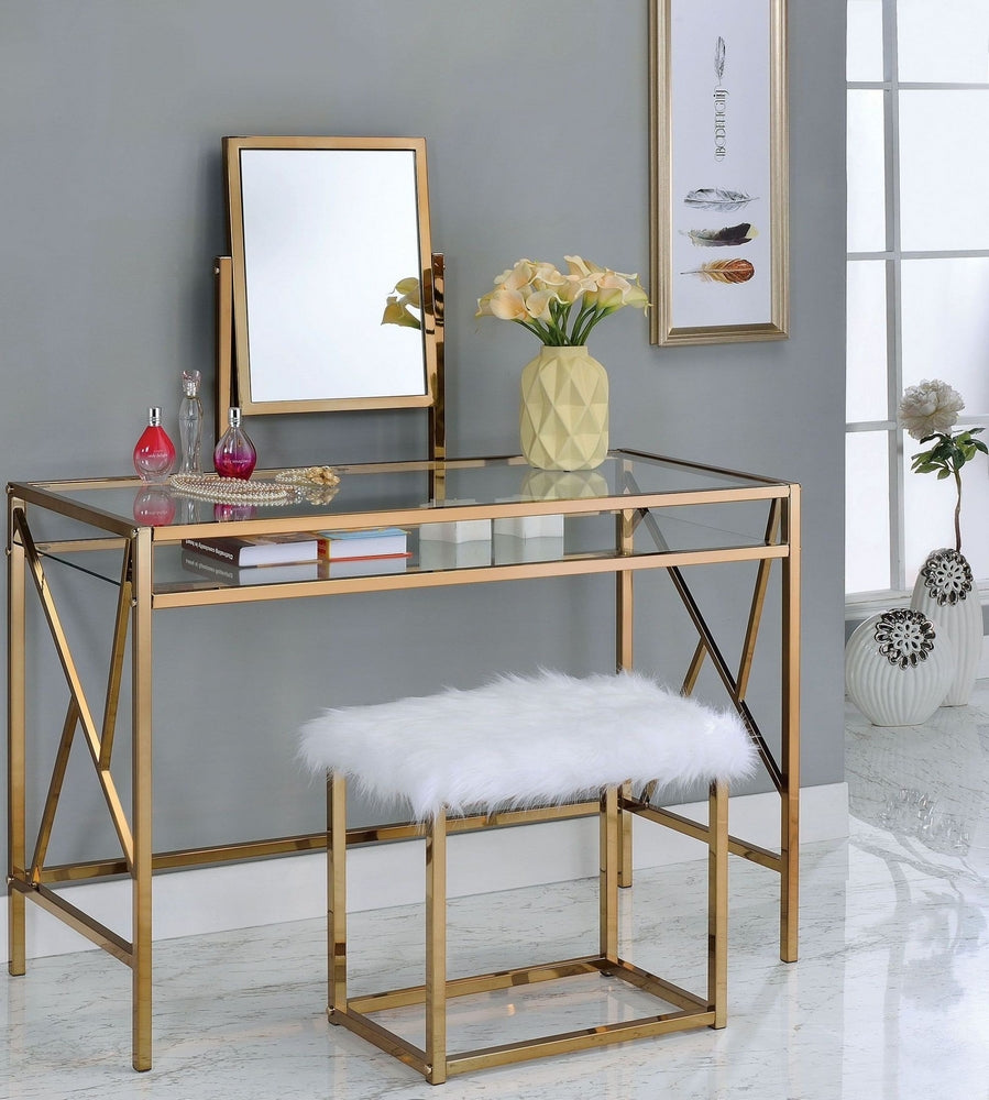 Lismore 3-Pc Gold Metal/Clear Glass Vanity Set