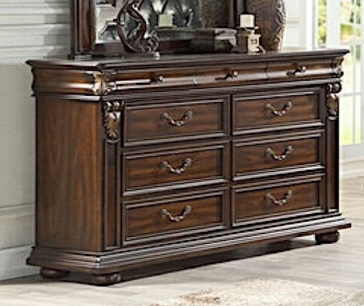 Kennedi Dark Walnut Wood 9-Drawer Dresser