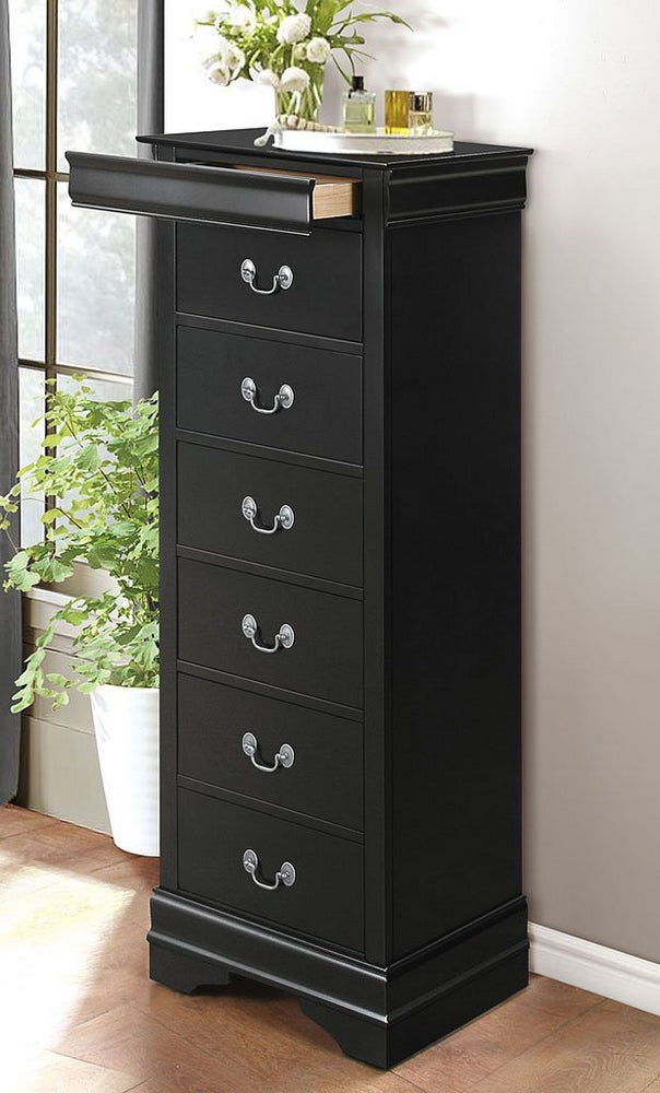 Mayville Black Wood Lingerie Chest with Hidden Drawer