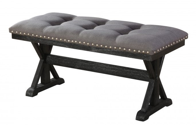 Morwen Gray Faux Leather Dining Bench