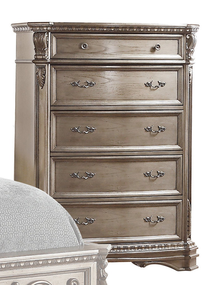 Northville Antique Silver Wood 5-Drawer Chest