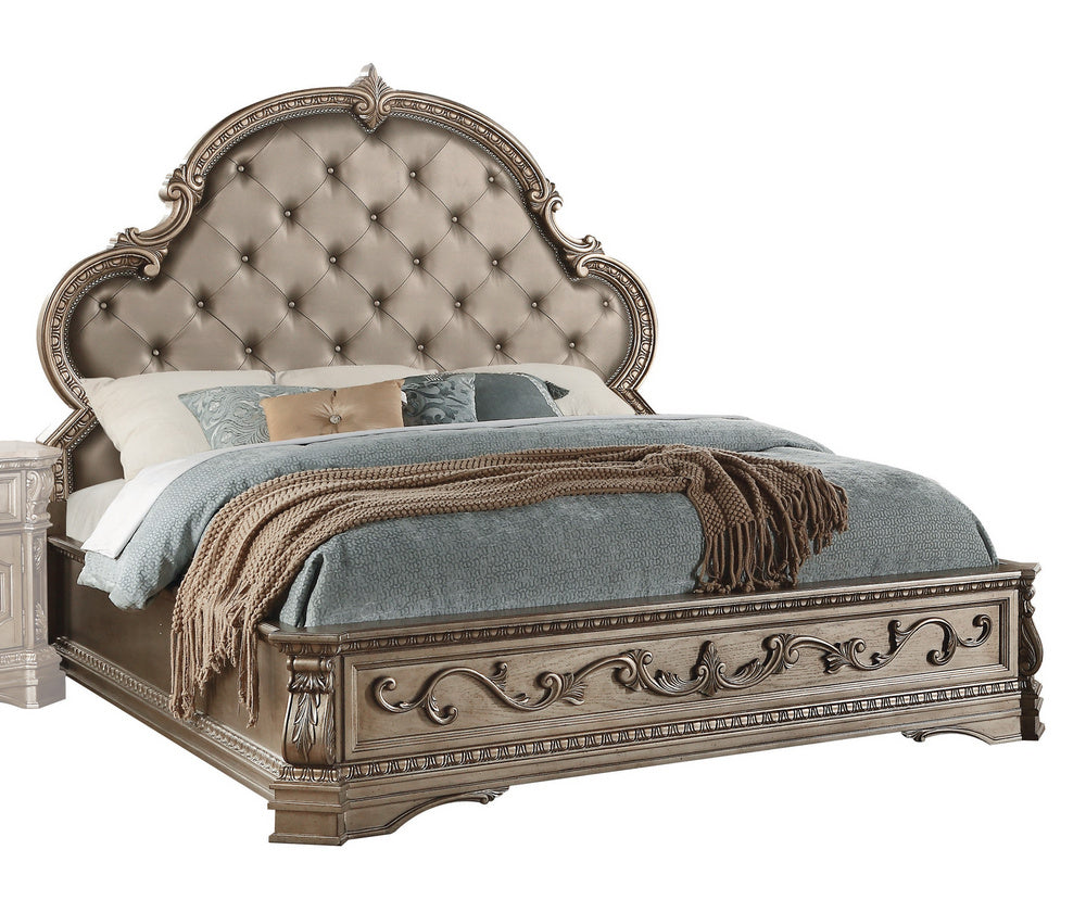 Northville Antique Silver Wood King Bed (Oversized)