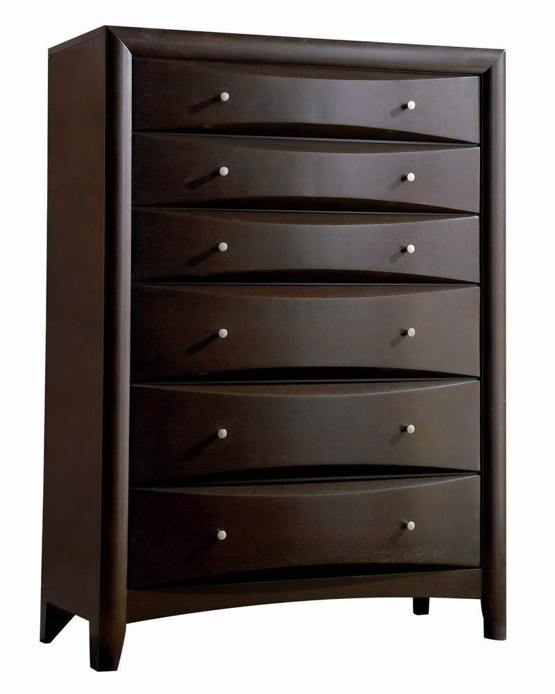 Phoenix Cappuccino Wood 6-Drawer Chest