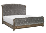 Rachelle Gray Velvet Fabric Cal King Bed (Oversized)