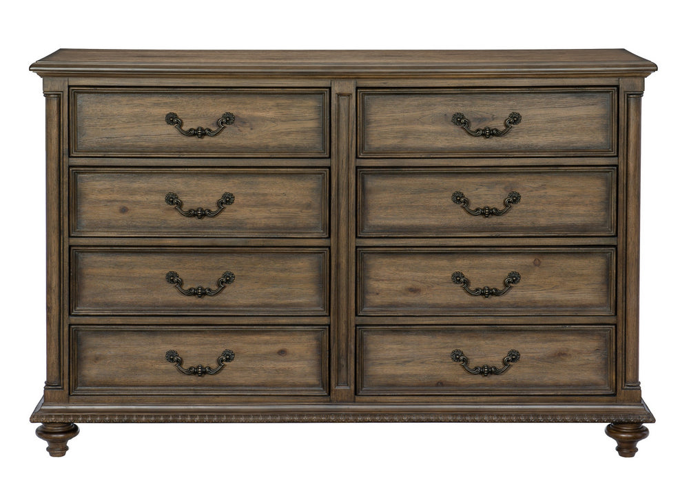 Rachelle Weathered Pecan Wood 8-Drawer Dresser