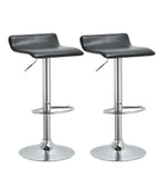 Romola 2 Black PU Leather Swivel Bar Stools w/Footrest