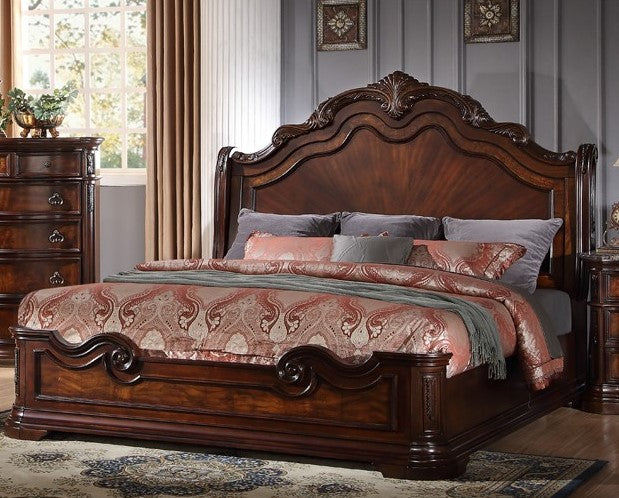 Sara Walnut Wood Cal King Bed (Oversized)