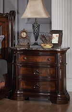 Sara Walnut Wood Nightstand with Marble Top