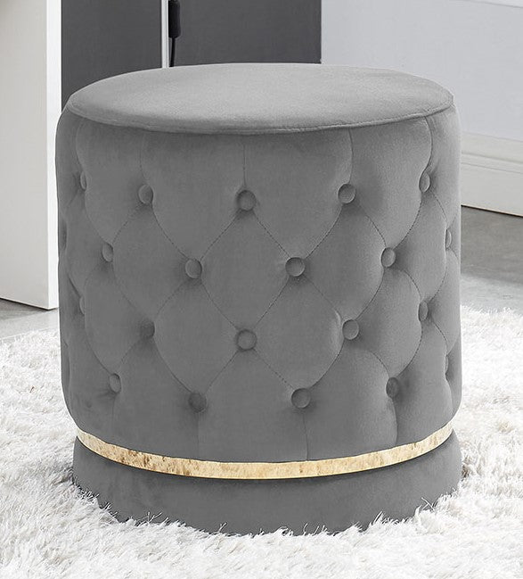 Shelby Grey Velvet Round Swivel Stool