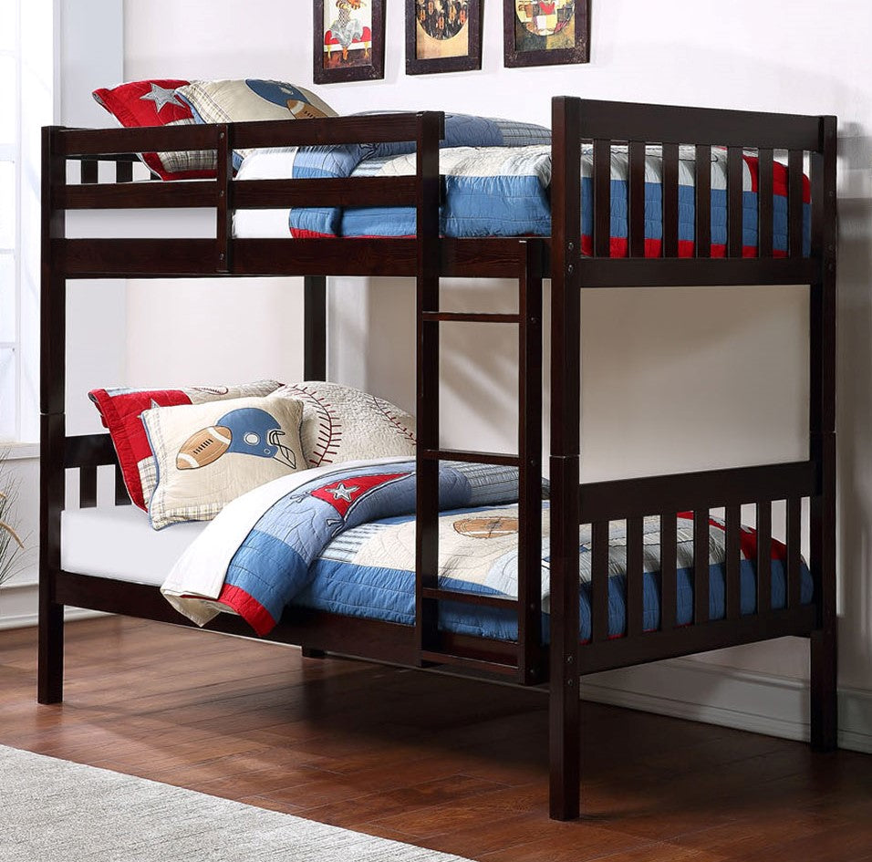 Sidney Espresso Wood Twin over Twin Bunk Bed