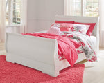 Anarasia White Wood Full Sleigh Bed