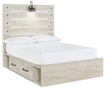 Cambeck Whitewash Wood Full Bed with 4 Storage Drawers