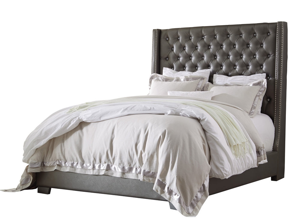 Coralayne Gray Faux Leather Full Bed