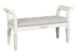 Realyn Neutral Fabric/Antique White Wood Accent Bench