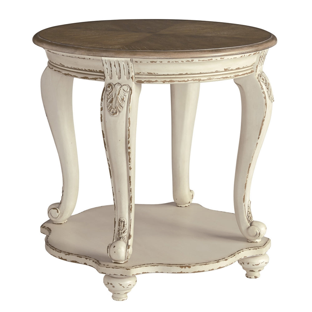 Realyn Two-Tone Wood Round End Table