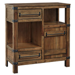 RoybeckLight Brown Wood/Bronze-Tone Metal Accent Cabinet