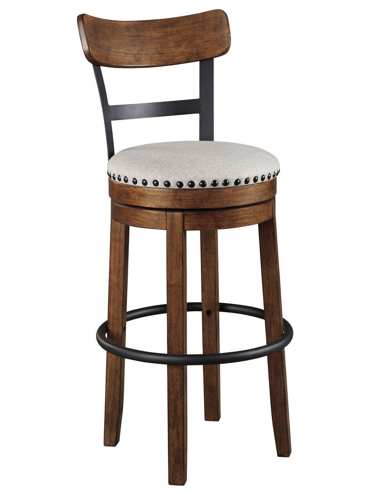 Valebeck Brown Wood Tall Swivel Bar Stool