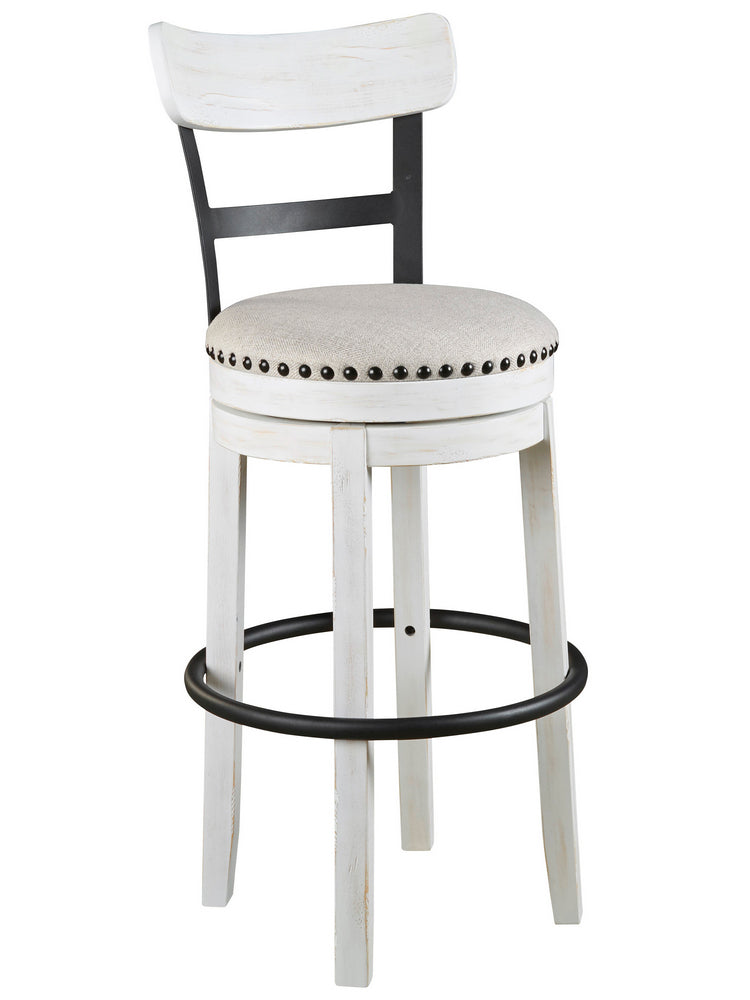 Valebeck White Wood Tall Swivel Bar Stool