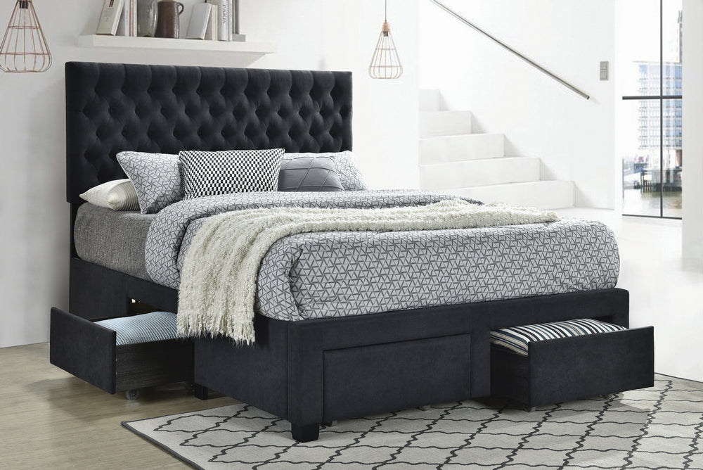 Soledad Grey Fabric Upholstered Full Storage Bed