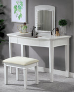 Stina 3-Pc White Wood/Ivory Fabric Vanity Set