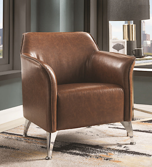 Teague Brown PU Leather Accent Chair