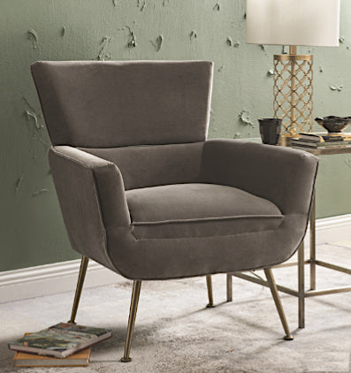 Varik Gray Velvet Accent Chair