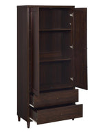 Abina Rustic Dark Brown Wood Tall Cabinet