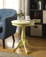 Alger Light Yellow Wood Round Side Table