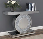 Amala Clear Mirror Console Table with Circular Base