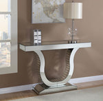 Amala Clear Mirror Console Table with U-Shaped Base