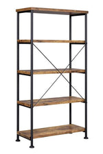 Analiese Antique Nutmeg Wood/Black Metal Bookcase