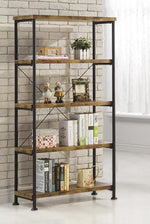 Analiese Antique Nutmeg Wood/Black Metal Bookcase