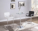 Anissa Chrome Metal Bar Table with Round Clear Glass Top