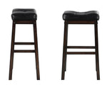 Anoki 2 Black Leatherette/Dark Cherry Wood Bar Stools