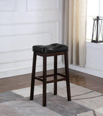 Anoki 2 Black Leatherette/Dark Cherry Wood Bar Stools