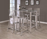 Arleth Chrome Finish Metal Bar Table with Clear Glass Top