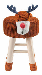 Astride Deer Orange Fabric/Wood Kids Stool