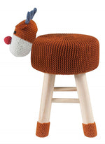 Astride Deer Orange Fabric/Wood Kids Stool