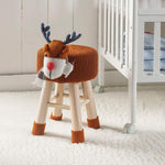 Astride Deer Orange Fabric/Wood Kids Stool