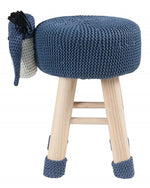 Astride Donkey Blue Fabric/Wood Kids Stool