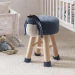 Astride Donkey Blue Fabric/Wood Kids Stool