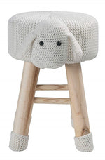 Astride Sheep White Fabric/Wood Kids Stool