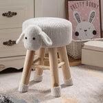 Astride Sheep White Fabric/Wood Kids Stool