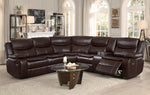 Bastrop 3-Pc Brown Manual Recliner Sectional Sofa