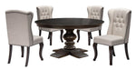 Malene 5-Pc Beige Linen/Wood Dining Table Set