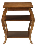 Becci Walnut Wood Square End Table with 2 Open Shelves