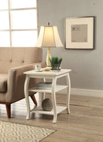 Becci White Wood Square End Table with 2 Open Shelves