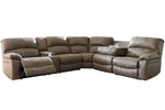 Segburg 4-Pc Driftwood Faux Leather Power Recliner Sectional Sofa