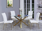 Beverley 5-Pc White & Gold Dining Table Set